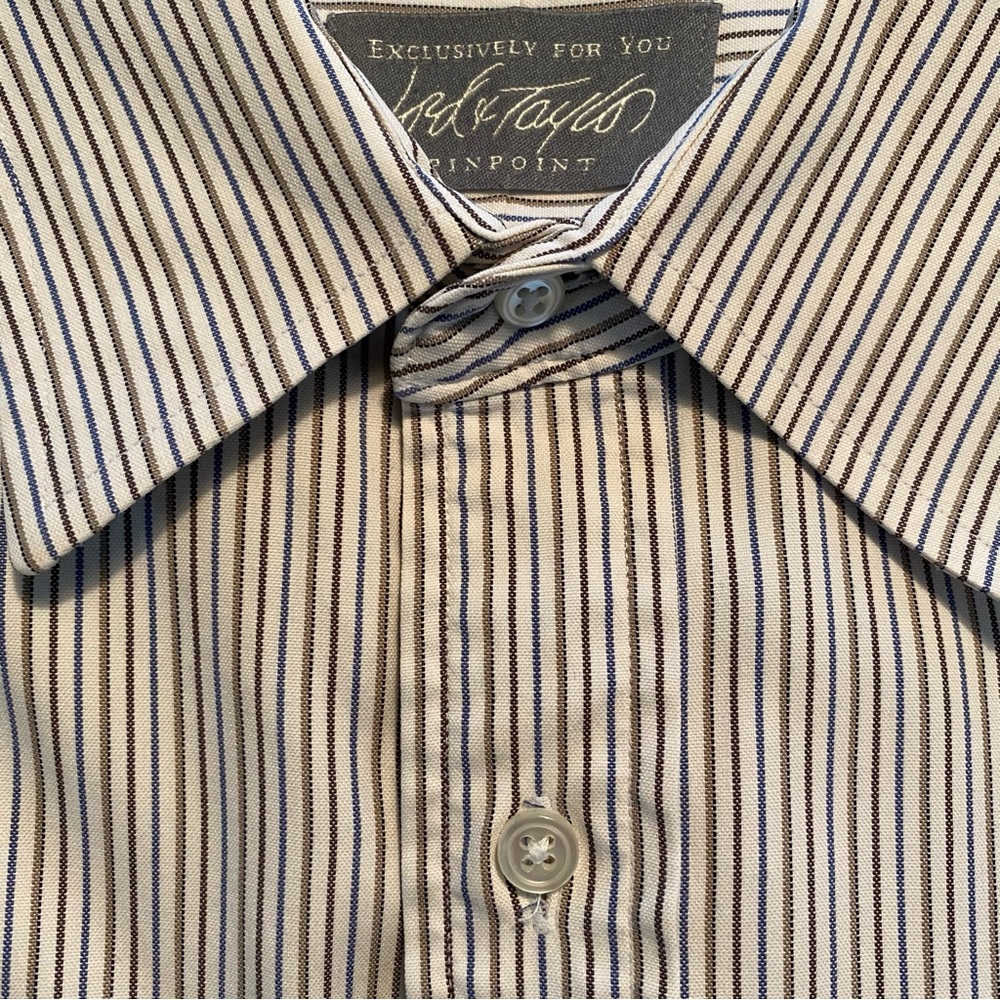 Lord & Taylor Pinpoint 80’s 2 Ply Cotton Button Down Shirt Size 17.5 34/35